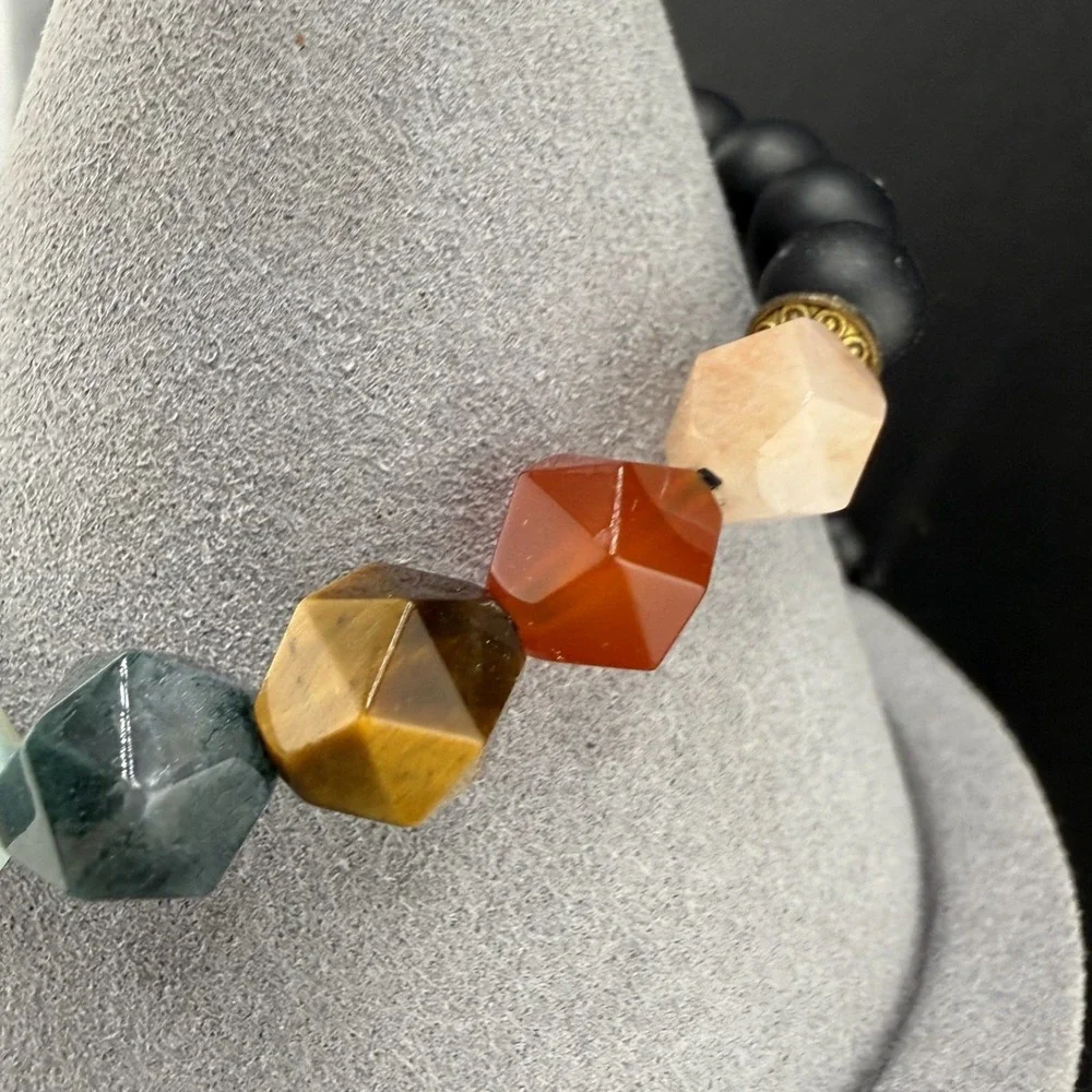 Polished Stone Bracelet Chakra Stones‎ Adjustable 6.5